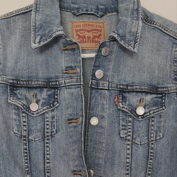 Levi's Denim Original Trucker Jean Jacket Pockets Medium Wash Sz M - Picture 2 of 9